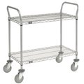 Nexel Utility Cart w/2 Shelves & Poly Casters, 1200 lb. Capacity, 48L x 21W x 39H, Silver 2148P2EP